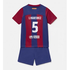 Barcelona Inigo Martinez #5 Hemmakläder Barn 2023-24 Kortärmad (+ Korta byxor)